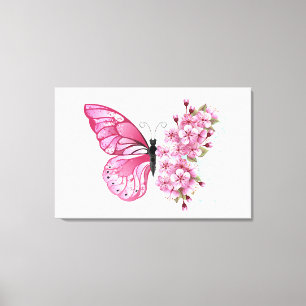 Flower Butterfly med Rosa Sakura Canvastryck