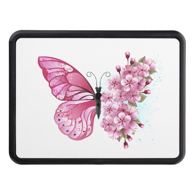 Flower Butterfly med Rosa Sakura Dragkroksskydd (Framsidan)