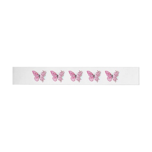 Flower Butterfly med Rosa Sakura Etikettband (Individuell)