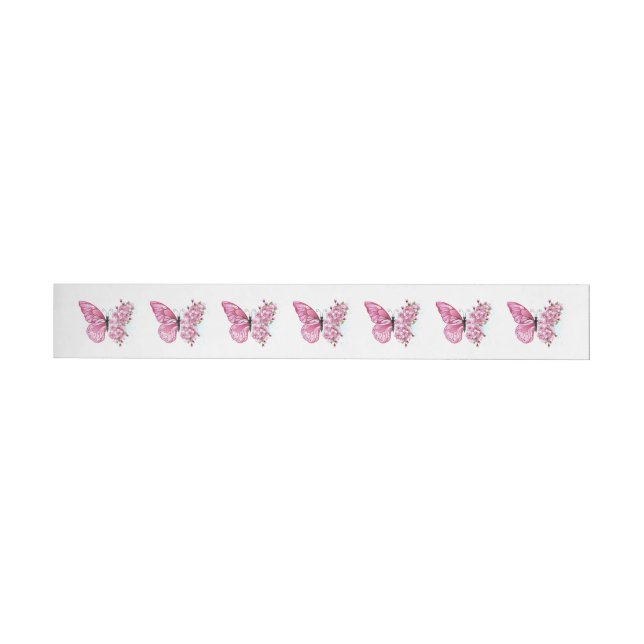 Flower Butterfly med Rosa Sakura Etikettband (Individual)