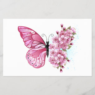 Flower Butterfly med Rosa Sakura Flygblad