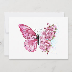 Flower Butterfly med Rosa Sakura Inbjudningar