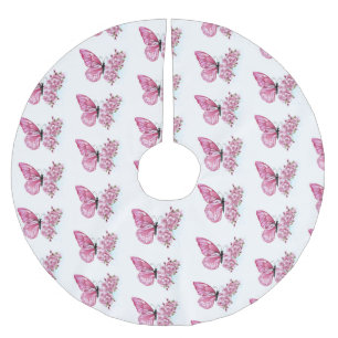 Flower Butterfly med Rosa Sakura Julgransmatta Borstad Polyester