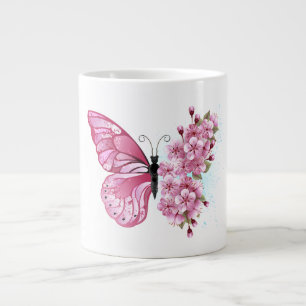 Flower Butterfly med Rosa Sakura Jumbo Mugg