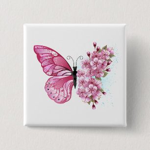 Flower Butterfly med Rosa Sakura Knapp