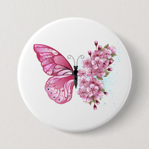Flower Butterfly med Rosa Sakura Knapp