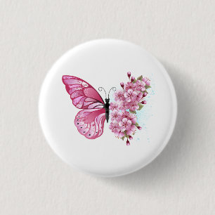 Flower Butterfly med Rosa Sakura Knapp