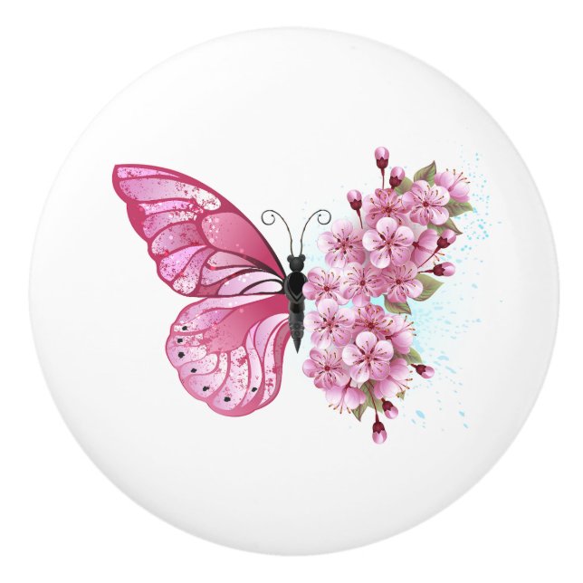 Flower Butterfly med Rosa Sakura Knopp (Framsidan)