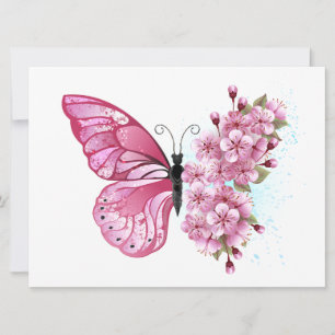 Flower Butterfly med Rosa Sakura Kort