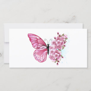 Flower Butterfly med Rosa Sakura Kort
