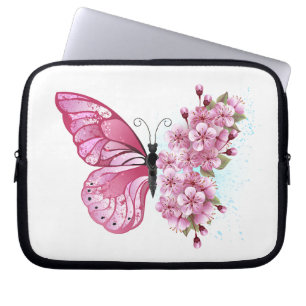 Flower Butterfly med Rosa Sakura Laptop Fodral
