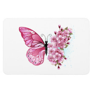 Flower Butterfly med Rosa Sakura Magnet