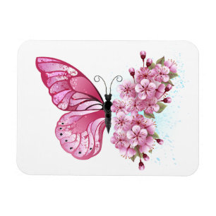 Flower Butterfly med Rosa Sakura Magnet
