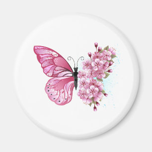 Flower Butterfly med Rosa Sakura Magnet