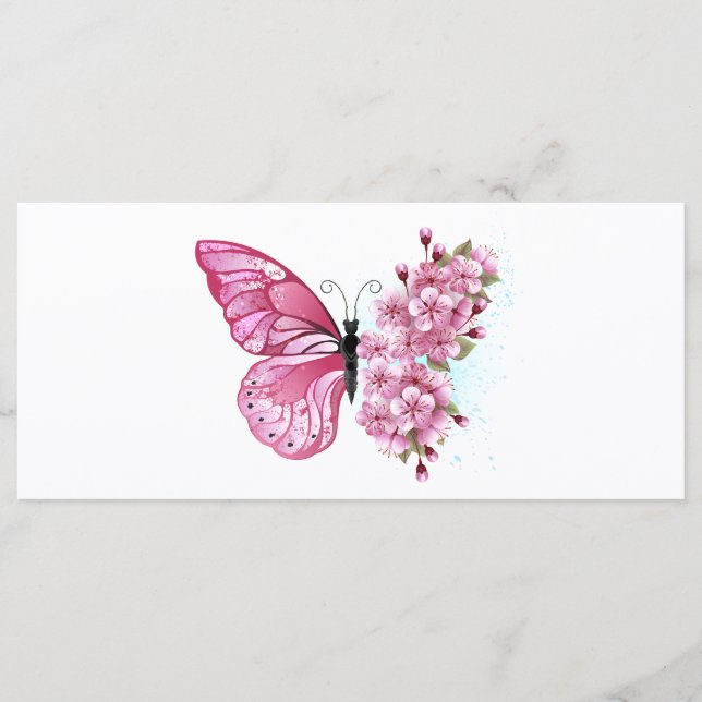 Flower Butterfly med Rosa Sakura Meny (Framsida)