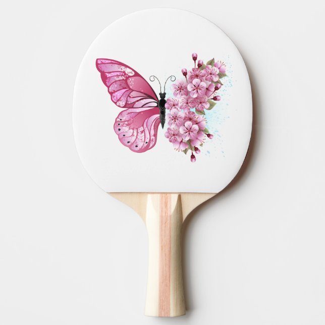 Flower Butterfly med Rosa Sakura Pingisracket (Framsidan)