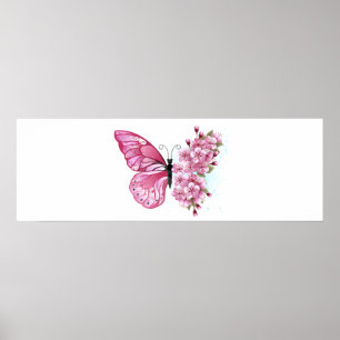Flower Butterfly med Rosa Sakura Poster