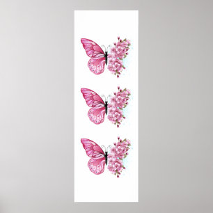Flower Butterfly med Rosa Sakura Poster