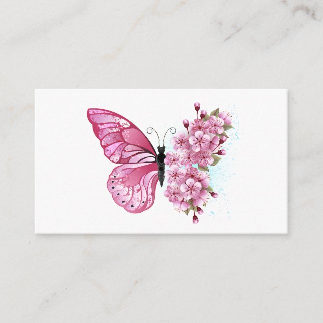 Flower Butterfly med Rosa Sakura Rådkort (Framsida)