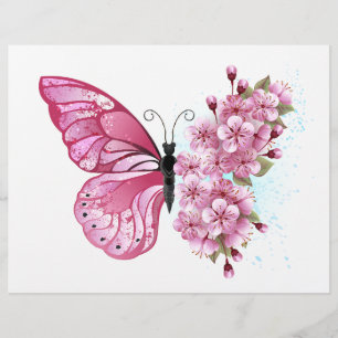 Flower Butterfly med Rosa Sakura Reklamblad