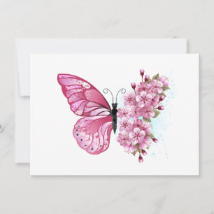 Flower Butterfly med Rosa Sakura Spara Datumet