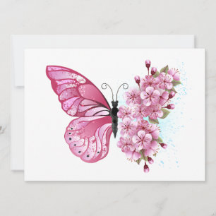 Flower Butterfly med Rosa Sakura Spara Datumet