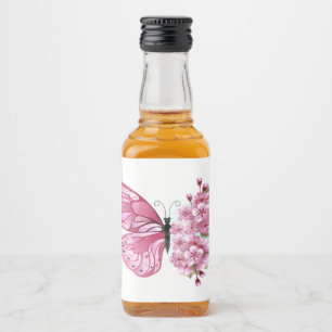 Flower Butterfly med Rosa Sakura Spritflaskor Etikett