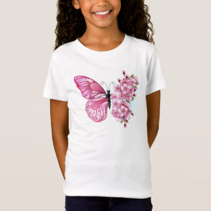 Flower Butterfly med Rosa Sakura T Shirt