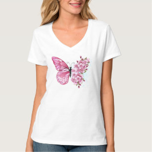 Flower Butterfly med Rosa Sakura T Shirt