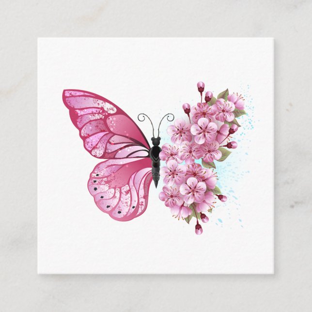 Flower Butterfly med Rosa Sakura Tilläggskort (Framsida)