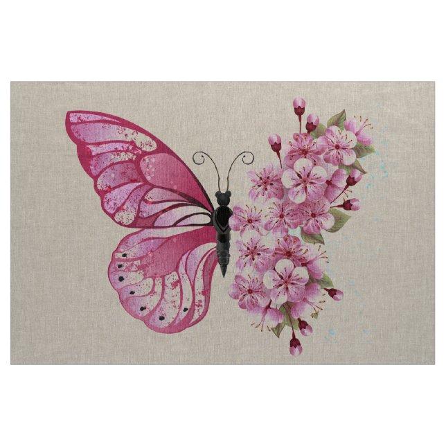 Flower Butterfly med Rosa Sakura Tyg (Yard)