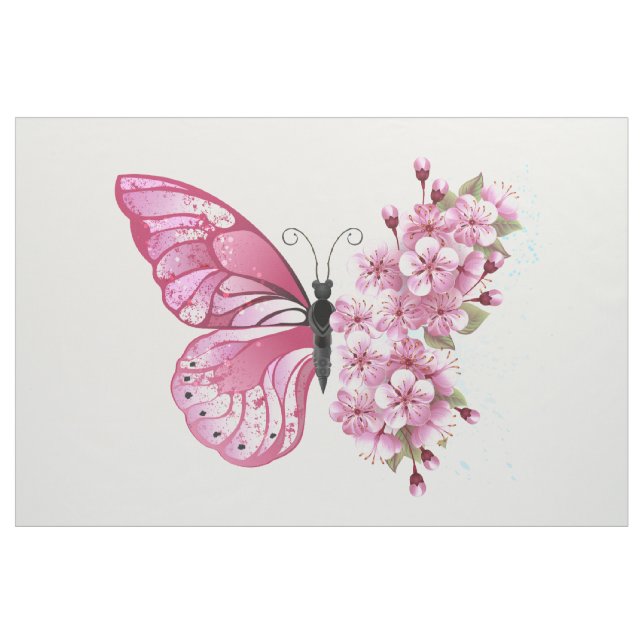 Flower Butterfly med Rosa Sakura Tyg (Yard)
