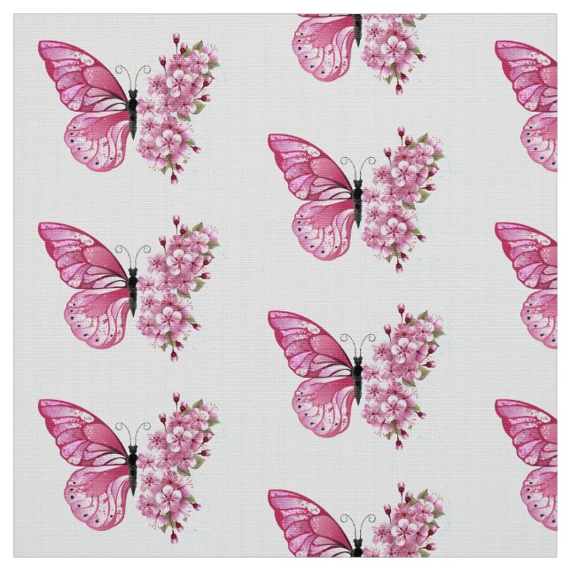 Flower Butterfly med Rosa Sakura Tyg (Provkarta)