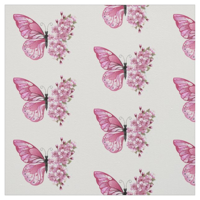 Flower Butterfly med Rosa Sakura Tyg (Provkarta)