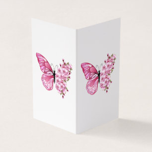 Flower Butterfly med Rosa Sakura Visitkort