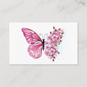 Flower Butterfly med Rosa Sakura Visitkort