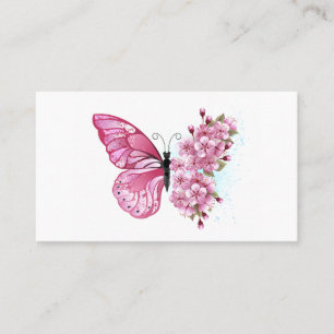 Flower Butterfly med Rosa Sakura Visitkort