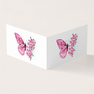 Flower Butterfly med Rosa Sakura Visitkort