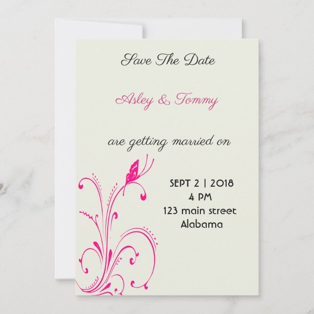 Flower Butterfly Spara Datumet (Framsida)