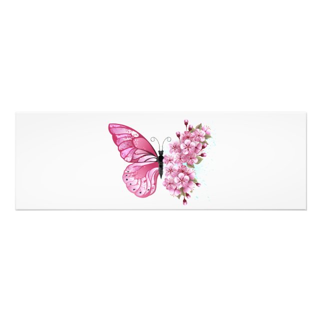 Flower Butterfly with Pink Sakura Fototryck (Framsidan)