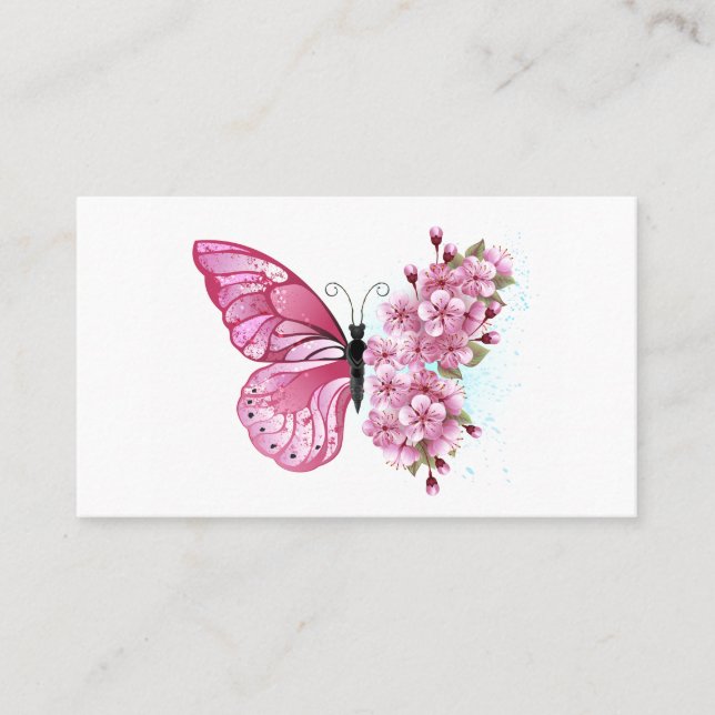 Flower Butterfly with Pink Sakura Placeringskort (Framsida)