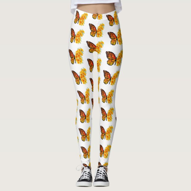 Flower Butterfly with Yellow California Poppy Leggings (Framsida)