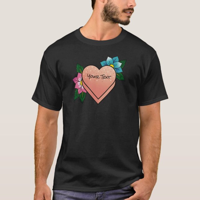 Flower Candy Heart Tattoo - Skapa din egen T-Shirt (Framsida)