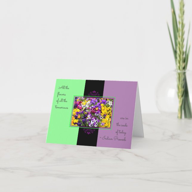 Flower Card för Lila av inspirationsoffertfönster Kort (Framsida)