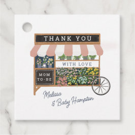 Flower Cart Farmers Market Rosa Baby Shower Gåvor Etiketter