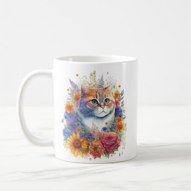 Flower Cat #3 Kaffemugg (Vänster)