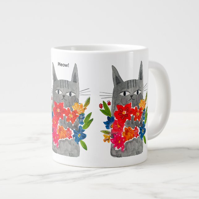Flower Cat Jumbo Mugg (Framsida höger)