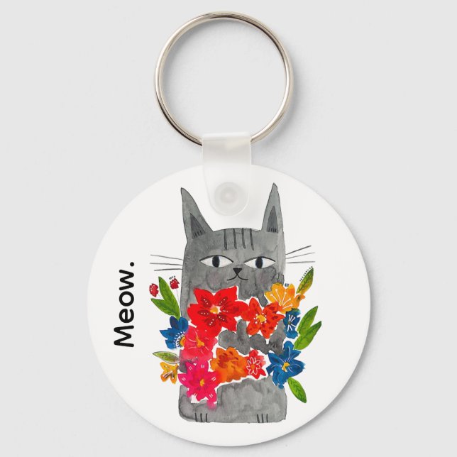 Flower Cat Nyckelring (Framsida)