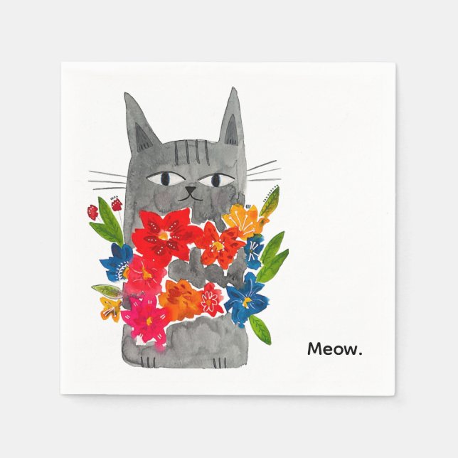 Flower Cat Pappersservett (Framsidan)