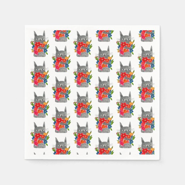 Flower Cat Pappersservett (Framsidan)